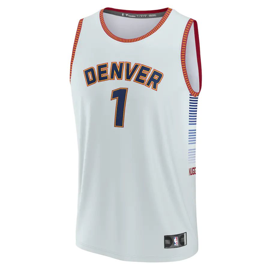 Men Denver Nuggets 1 Michael Porter Jr White Fanatics Branded Silver 2022-23 Fastbreak NBA Jersey